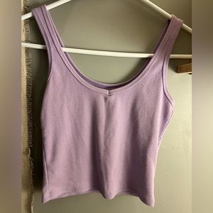Lavender Color Rib-knit Solid Tank Top